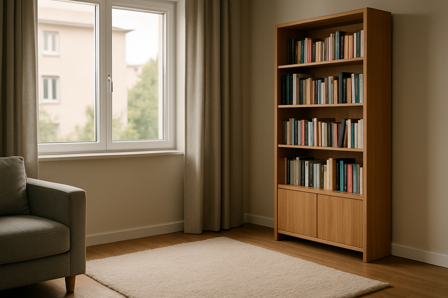 Interno di casa con arredi e finestra chiusa, pensato per ridurre il rumore e migliorare il comfort acustico