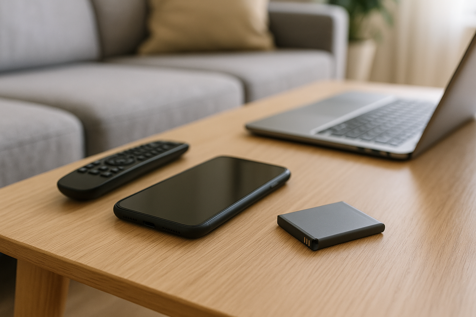 Dispositivi di uso quotidiano con una batteria generica appoggiata su un tavolo, a indicare la necessità di sostituzione
