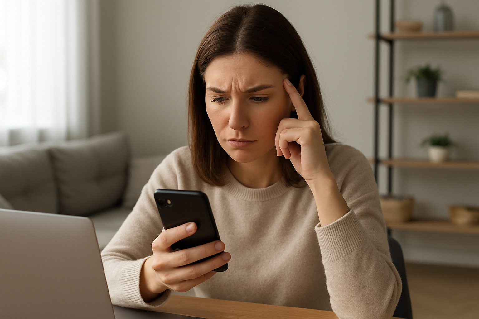 Persona che controlla un messaggio sospetto sullo smartphone per evitare una truffa online