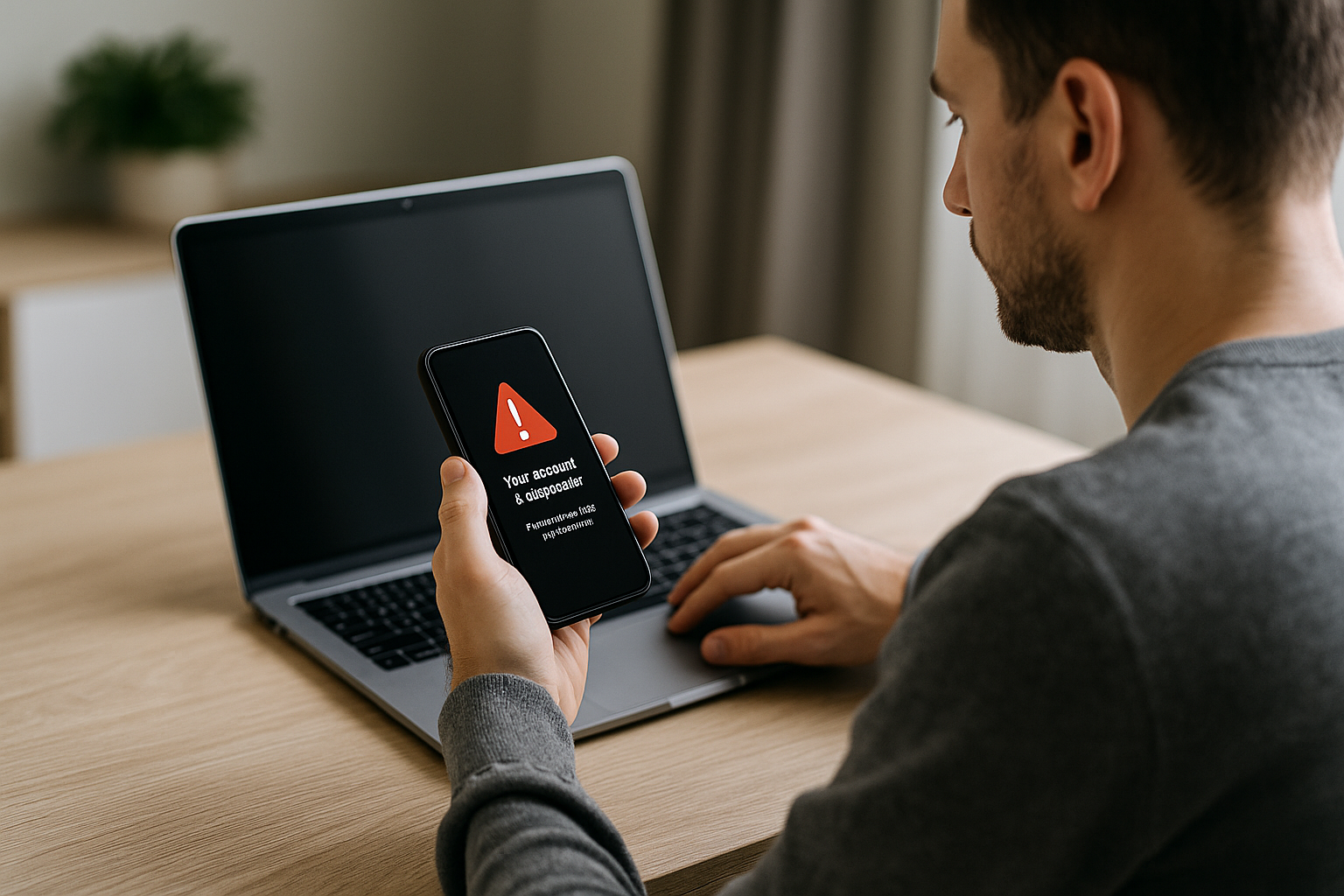 Persona che verifica un messaggio sospetto sul telefono per evitare un tentativo di phishing