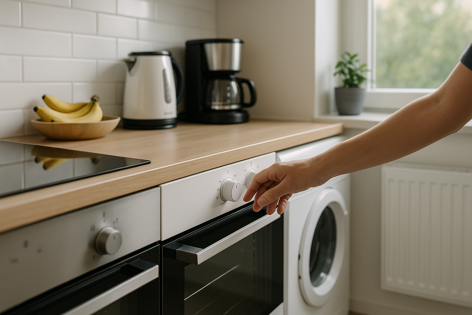 Cucina domestica con elettrodomestici e regolazione della temperatura per ridurre i consumi